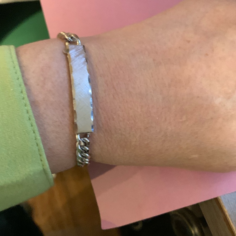 Vintage Speidel USA Rhodium Electroplated Ladies Id bracelet 6 3/4”*